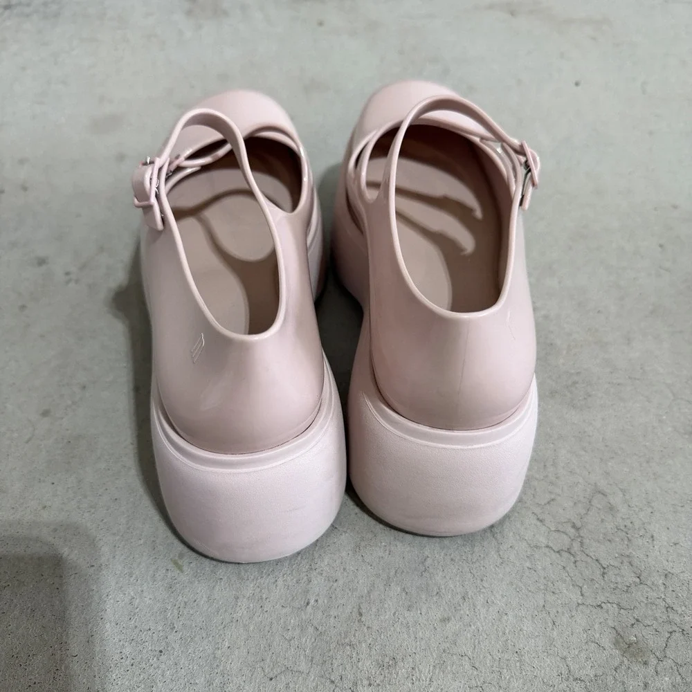 Melissa Farah Pink Platform Mary Jane Double Strap Jelly Shoes Women US 8